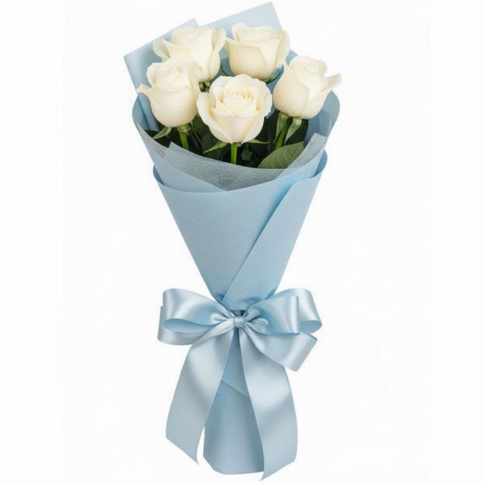 Букет 5 Белых роз Проуд в Правдинске Нижегородской области