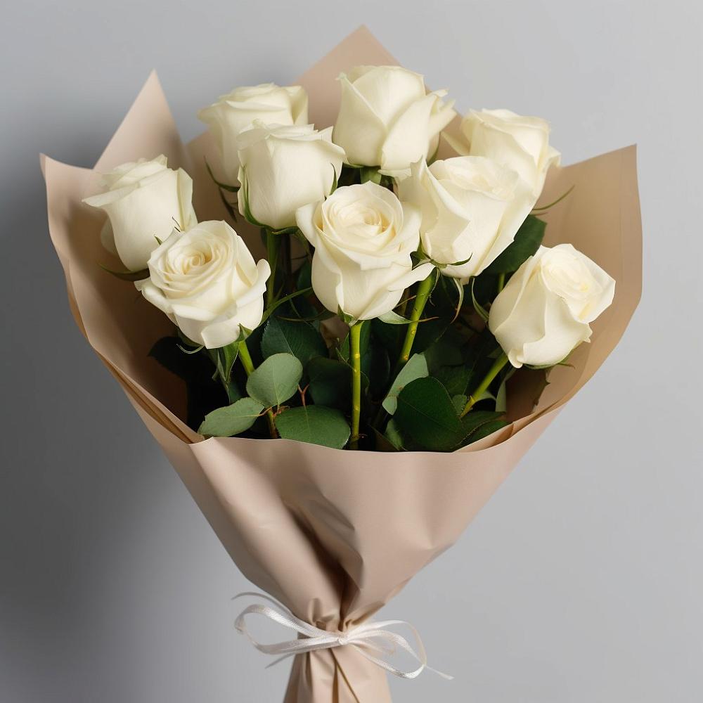 Букет 9 Белых роз Эдлесс Лав в Правдинске Нижегородской области