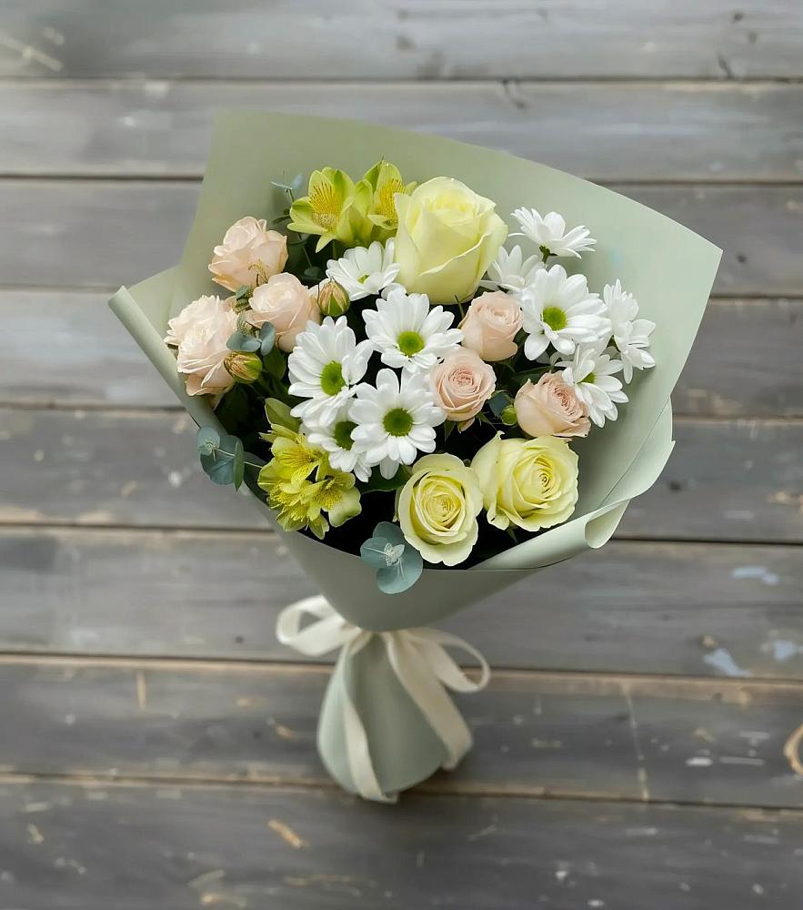Букет цветов из: Альстромерии, Розы и Хризантемы в Правдинске Нижегородской области