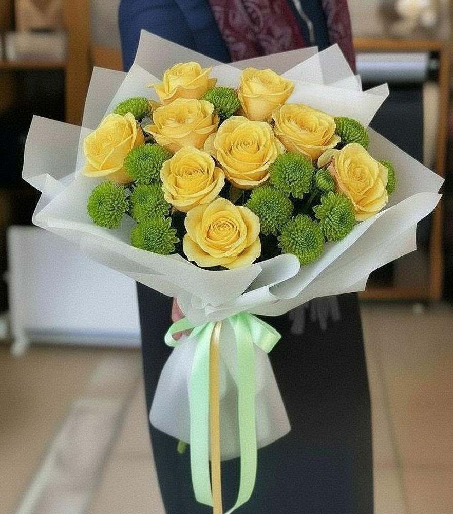 Букет цветов из: Хризантемы и Розы в Правдинске Нижегородской области