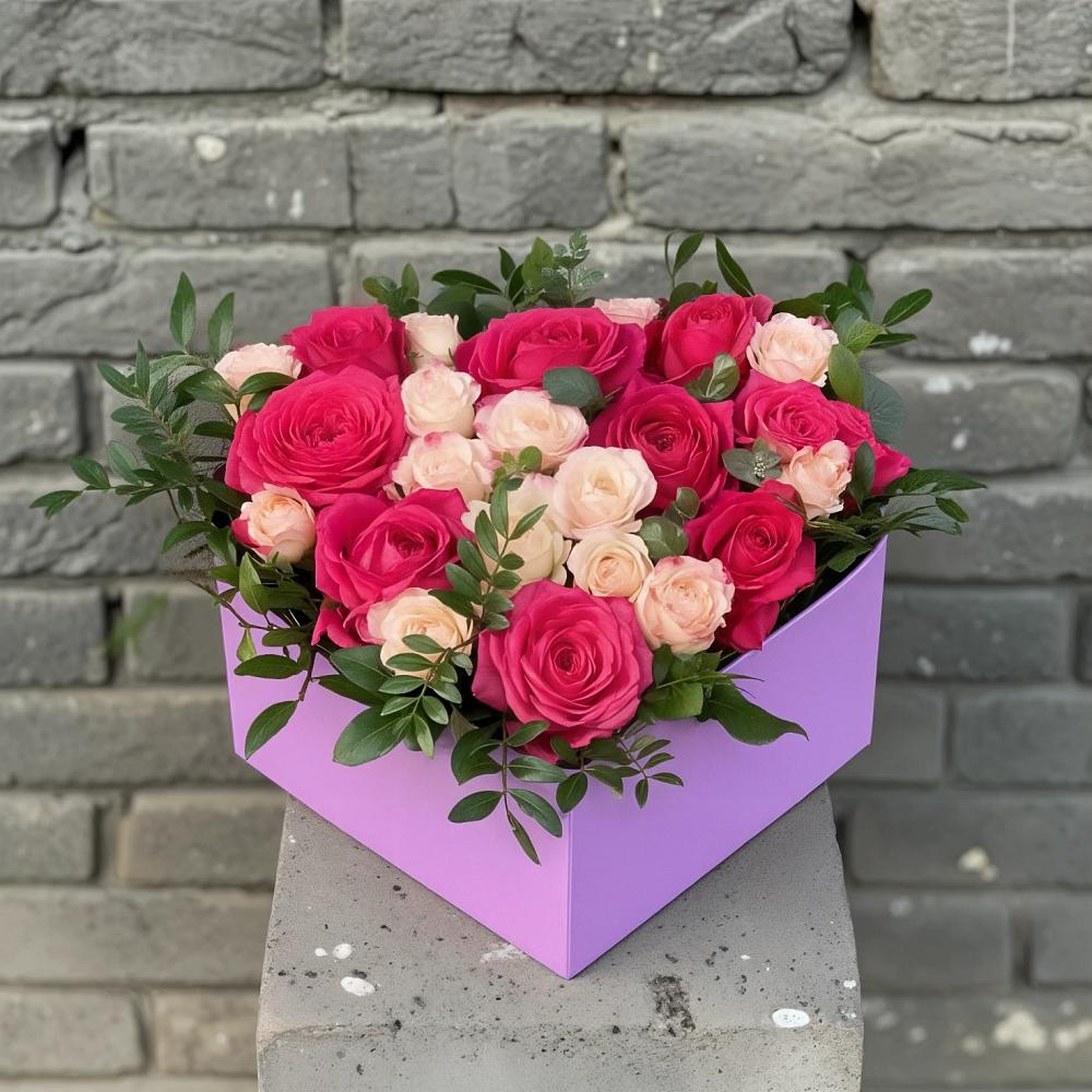 Цветочная композиция из Розы в коробке в Правдинске Нижегородской области