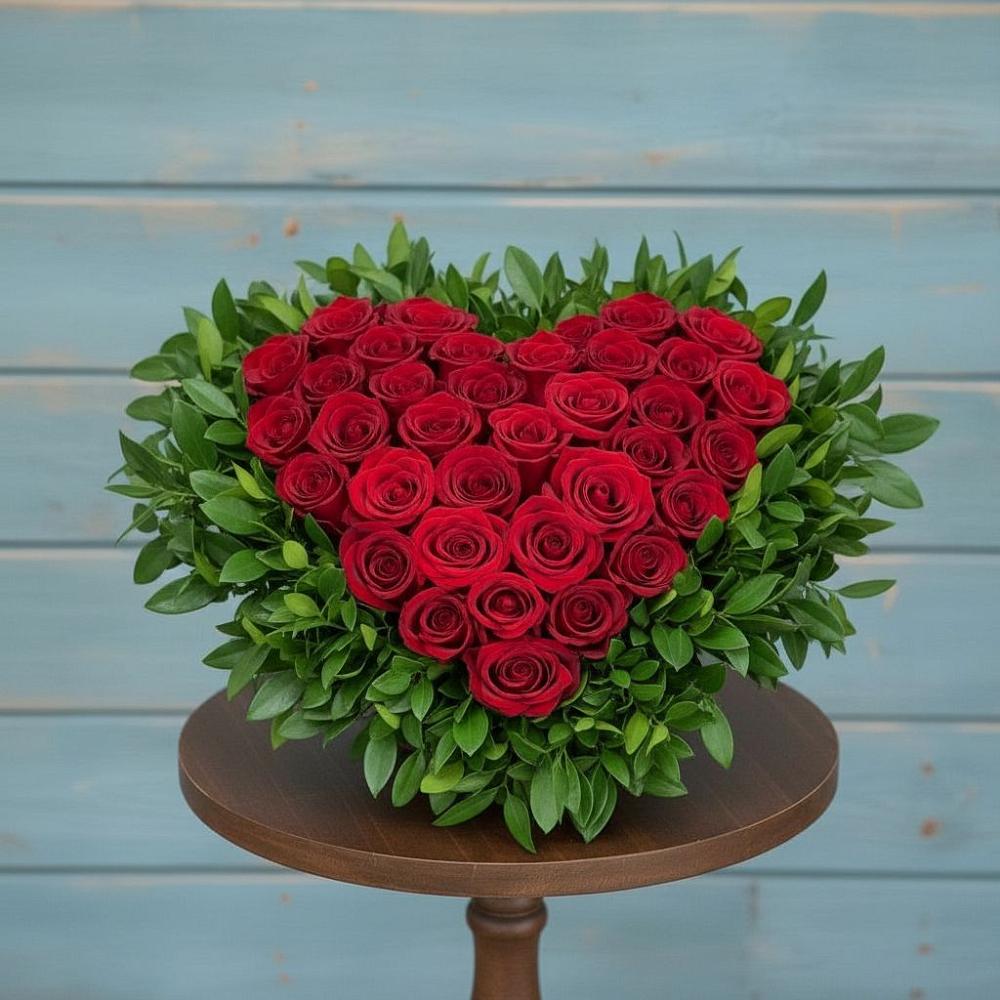 Цветочная композиция из Розы в виде сердца в Правдинске Нижегородской области