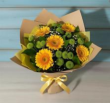 Букет цветов из:  Герберы и Хризантемы в Правдинске Нижегородской области